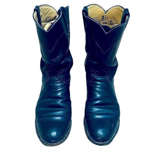 Justin 3024 Roper Boots - Mens - Size 9 B - Midnight Blue Western Leather - Picture 2 of 6